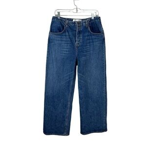 Reformation Louise Jeans Baltic Wash Button Fly Wide Leg